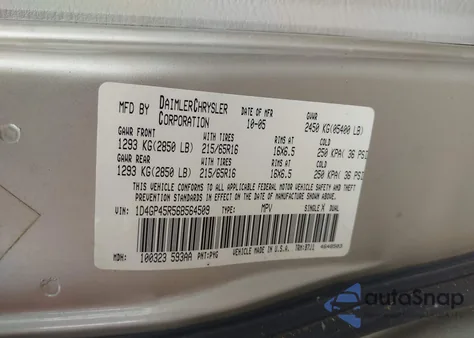 2006 Dodge Caravan Sxt z USA, uszkodzony, nr VIN 1D4GP45R56B564509